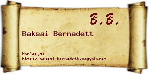 Baksai Bernadett névjegykártya